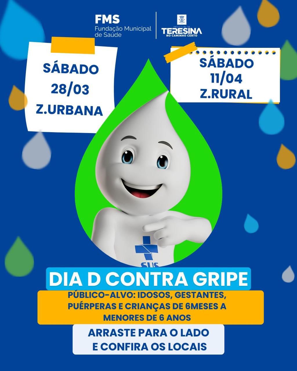Cartaz do Dia D de vacinação contra gripe